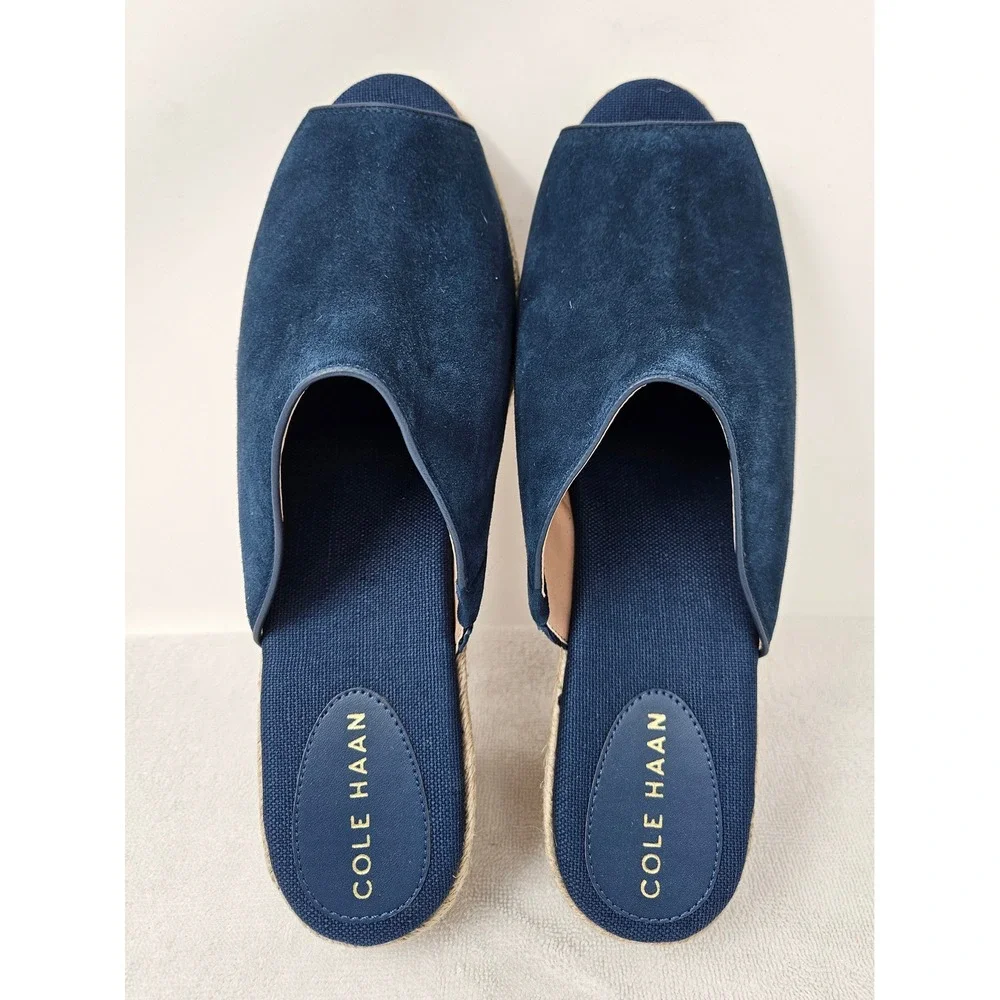 Cole Haan Southcrest Mule Blue Suede Espadrille Women's 11B Sandals W31551 NEW